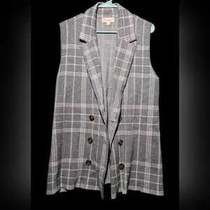 Marled Gray Checkered Vest EUC Large PTP 22